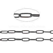 304 Stainless Steel Paperclip Chains, Soldered, with Spool, Electrophoresis Black, 5.5x2.2x0.5mm, 10m/roll(CHS-F010-01H-B)