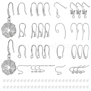 32pcs 8 styles Brass Earring Hooks, Ear Wire, with Horizontal Loops, for Half Drilled Beads, with 50Pcs Plastic Ear Nuts, Real Platinum Plated, 11.5~26x0.6~1mm, Hole: 1~2.5mm, Pin: 0.6~1mm, 4Pcs/style(KK-BC0010-20)