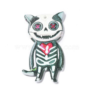 Halloween Acrylic Pendant, Cat Shape, 48x25.5x2.5mm, Hole: 1.5mm(MACR-K330-37C)