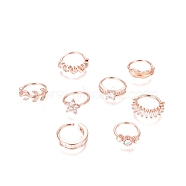 Brass Micro Pave Cubic Zirconia Hoop Nose Rings, Cartilage Earrings, Rose Gold, 5x10.2mm, Inner Diameter: 8mm, 8pcs/set(AJEW-G023-01RG)