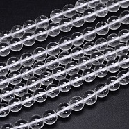 Round Natural Grade A Quartz Crystal Beads Strands, Rock Crystal Beads, Clear, 8mm, Hole: 1.2mm, about 49pcs/strand, 15.5 inch(X-G-H1648-8mm-01N-A)