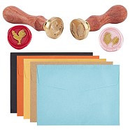 CRASPIRE DIY Scrapbook Making Kits, Including Brass Wax Seal Stamp and Wood Handle, Paper Envelope Flower Pattern, Mixed Color, 12pcs(DIY-CP0005-13)