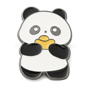 Panda Enamel Pins, Gunmetal Alloy Brooch, Ingot, 33x23x1.5mm(JEWB-K012-03G-EB)