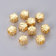 Tibetan Style European Beads, Cadmium Free & Lead Free, Paw Print, Golden, 11x11x8mm, Hole: 5mm(MPDL-6160-G-RS)