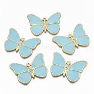 Alloy Enamel Big Pendants, with Crystal Rhinestone, Cadmium Free & Nickel Free & Lead Free, Butterfly, Real 14K Gold Plated, 50x67x5mm, Hole: 4mm(X-PALLOY-R113-032-NR)