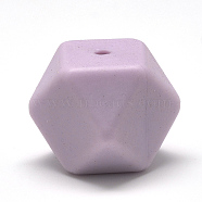 Food Grade Eco-Friendly Silicone Beads, Chewing Beads For Teethers, DIY Nursing Necklaces Making, Faceted Cube, Lilac, 14x14x14mm, Hole: 2mm(X-SIL-Q009B-63)