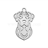 201 Stainless Steel Puppy Pendants, Labrador Retriever Dog Head, Stainless Steel Color, 24.5x16x1mm, Hole: 1.5mm(STAS-Q201-T436)