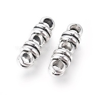 Tibetan Style Alloy Spacer Bars, 3-Hole, Cadmium Free & Lead Free, Antique Silver, 6.5x20x6.5mm, Hole: 3.5mm(X-TIBEB-Q061-17AS-RS)