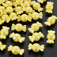 Opaque Acrylic Beads, AB Color, Candy, Yellow, 17x9x9mm, Hole: 2mm, about 943pcs/500g(MACR-S153-83-I03)