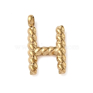 316 Surgical Stainless Steel Pendants & Charms, Golden, Letter H, 14.5x8.5x2mm, Hole: 2mm(STAS-D031-01H)