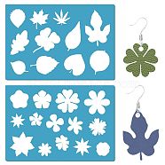 Acrylic Earring Handwork Template, Card Leather Cutting Stencils, Deep Sky Blue, Flower Pattern, 130x90x2mm, 2pcs/set(DIY-WH0359-004)