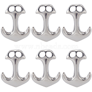 6Pcs 304 Stainless Steel Hook Clasps, For Leather Cord Bracelets Making, Anchor, Stainless Steel Color, 31x24x6mm, Hole: 5x5mm(STAS-SC0008-12)