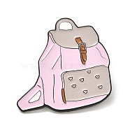 Backpack Enamel Pin, Cartoon Alloy Enamel Brooch for Children Student Women, Electrophoresis Black, Pearl Pink, 30x31x11.2mm(JEWB-C009-27)