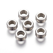 304 Stainless Steel Beads, Ring, Stainless Steel Color, 8x4mm, Hole: 4.5mm(STAS-I102-13)