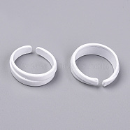 Spray Painted Alloy Cuff Rings, Open Rings, Cadmium Free & Lead Free, White, US Size 6 1/2(16.9mm)(RJEW-T011-28F-RS)