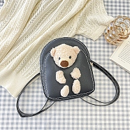 DIY Doll Bear PU Imitation Leather Crossbody Lady Bag Making Sets, Knitting Crochet Shoulder Bags Kit for Beginners, Dark Gray, 21x16.5x8cm(PW-WG53093-05)