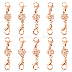 Alloy Crystal Rhinestone Magnetic Clasps, with Double Lobster Claw Clasps, Rose Gold, 41mm, Lobster Clasp: 12x7x3mm, Magnetic Clasp: 15x8.5mm(ALRI-YW0001-11RG)