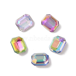 Glass Rhinestone Cabochons, Flat Back & Back Plated, Faceted, Rectangle, Mixed Color, 10x8x5mm(RGLA-L029-03A)