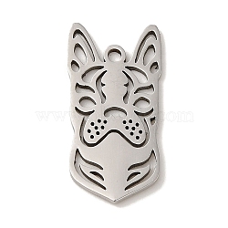 Non-Tarnish 201 Stainless Steel Pendants, Laser Cut, Dog Charm, Stainless Steel Color, 24.5x12x1mm, Hole: 1.6mm(STAS-E217-21P-03)