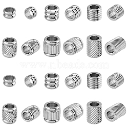 60Pcs 6 Style 201 Stainless Steel European Beads, Large Hole Beads, Column, Stainless Steel Color, 6~9x3.8~7.3mm, Hole: 4.2~5mm, 10pcs/style(STAS-FH0002-06)
