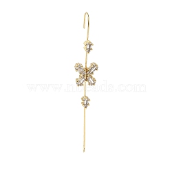 Brass Crystal Rhinestone Ear Wrap Crawler Hook Earrings for Women, Real 18K Gold Plated, Butterfly, 73.5x11.5mm, Pin: 1mm(EJEW-C097-02G-01)