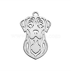201 Stainless Steel Puppy Pendants, Labrador Retriever Dog Head, Stainless Steel Color, 24.5x16x1mm, Hole: 1.5mm(STAS-Q201-T436)