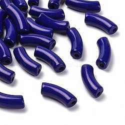 Opaque Acrylic Beads, Curved Tube, Blue, 34.5x13x11mm, Hole: 3.5mm, about 155pcs/500g(SACR-S677-088)