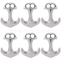 6Pcs 304 Stainless Steel Hook Clasps, For Leather Cord Bracelets Making, Anchor, Stainless Steel Color, 31x24x6mm, Hole: 5x5mm(STAS-SC0008-12)