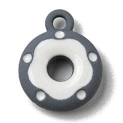 Alloy Enamel Charms, Donut Charm, Slate Gray, 12.5x10x3mm, Hole: 1.5mm(ENAM-D057-01F)