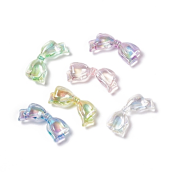 Transparent Acrylic Beads, AB Color, Bowknot, Mixed Color, 14x29x5.5mm, Hole: 1.5mm