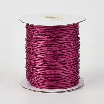Eco-Friendly Korean Waxed Polyester Cord, Medium Violet Red, 0.8mm, about 174.97 yards(160m)/roll