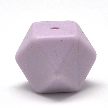 Food Grade Eco-Friendly Silicone Beads, Chewing Beads For Teethers, DIY Nursing Necklaces Making, Faceted Cube, Lilac, 14x14x14mm, Hole: 2mm