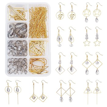 SUNNYCLUE DIY Jewelry Set Making Kit, Brass Linking & Earring Hooks & Jump Rings & Pins & Bead, Alloy Pendants, Glass Beads, Iron Link, Golden, 168pcs/box