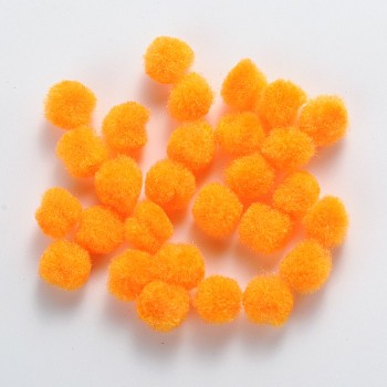 DIY Doll Craft Pom Pom Yarn Pom Pom Balls, Orange, 15mm, about 1000pcs/bag