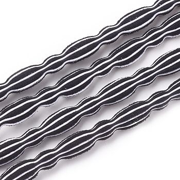 Elastic Cord, with Nylon Outside and Rubber Inside, Black, 5~5.5mm, about 100yard/bundle(300 feet/bundle)