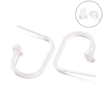 Hypoallergenic Bioceramics Zirconia Ceramic Oval Stud Earrings, Half Hoop Earrings, No Fading and Nickel Free, WhiteSmoke, 25x3.5x15mm