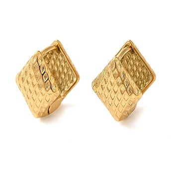 Real 18K Gold Plated 304 Stainless Stee Hoop Earrings, Geometry, Square, 14.5x11mm