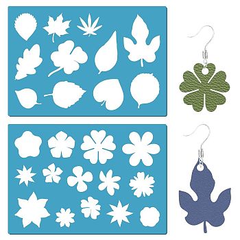 Acrylic Earring Handwork Template, Card Leather Cutting Stencils, Deep Sky Blue, Flower Pattern, 130x90x2mm, 2pcs/set