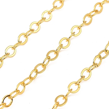 Brass Cable Chains, Soldered, with Card Paper, Real 18K Gold Plated, 6x4.5x0.5mm, about 3.28 Feet(1m)/pc