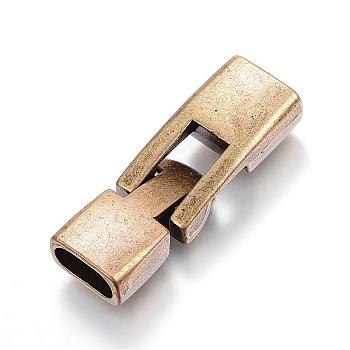 Alloy Snap Lock Clasps, Antique Bronze, 33.5x12x6mm, Hole: 4.5x9.5mm