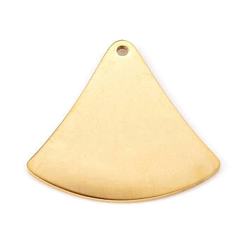 304 Stainless Steel Pendants, Manual Polishing, Stamping Blank Tag, Laser Cut, Fan, Golden, 20x21.5x0.8mm, Hole: 1.2mm