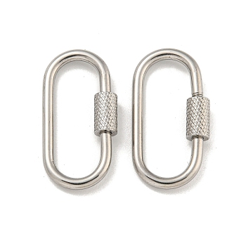 304 Stainless Steel Screw Carabiner Lock Charms, for Necklaces Making, Oval, 26x12x2mm