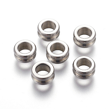 304 Stainless Steel Beads, Ring, Stainless Steel Color, 8x4mm, Hole: 4.5mm