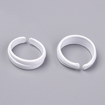 Spray Painted Alloy Cuff Rings, Open Rings, Cadmium Free & Lead Free, White, US Size 6 1/2(16.9mm)