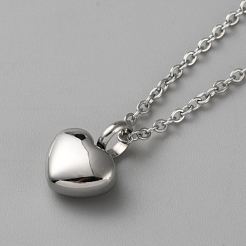 Non-Tarnish 304 Stainless Steel Urn Ashes Necklaces, Stainless Steel Color, 21.65 inch(55cm)