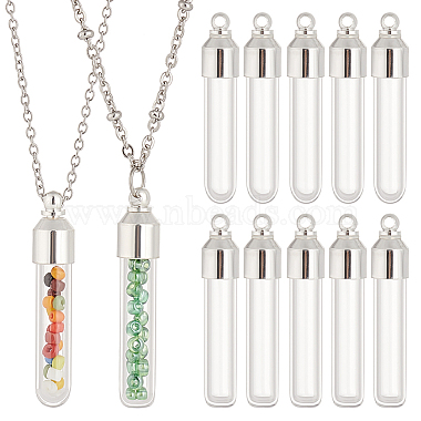 Silver Clear Bottle Glass Pendants