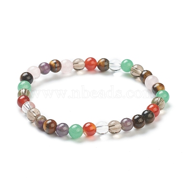 Natural Mixed Stone Beaded Stretch Bracelets(BJEW-A117-B-39)-2