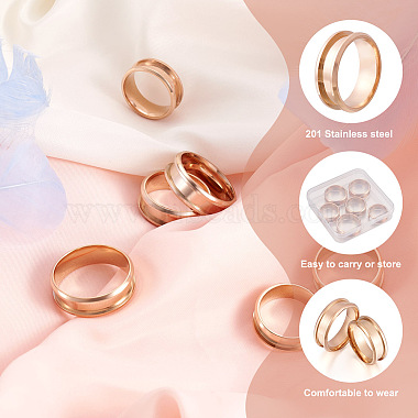 yilisi 6pcs 6 taille 201 paramètres de bague rainurée en acier inoxydable(FIND-YS0001-11)-4