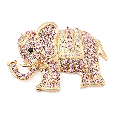 Light Gold Elephant Alloy+Rhinestone Big Pendants