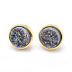 Electroplate Natural Druzy Quartz Crystal Stud Earrings(EJEW-I216-01G-RS)-2